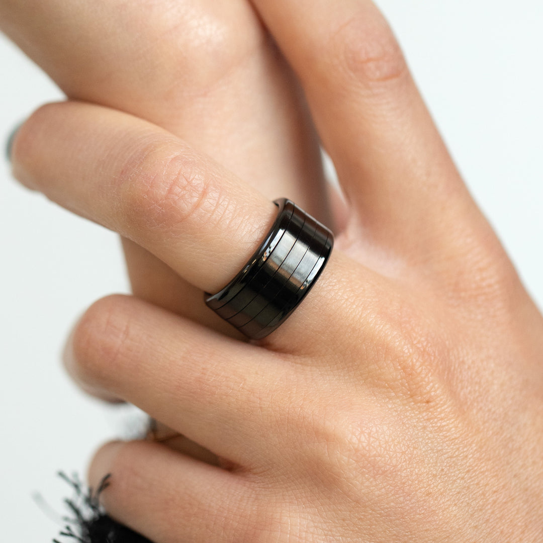 bague mood interchangeable en acier noir black mirror black friday 2