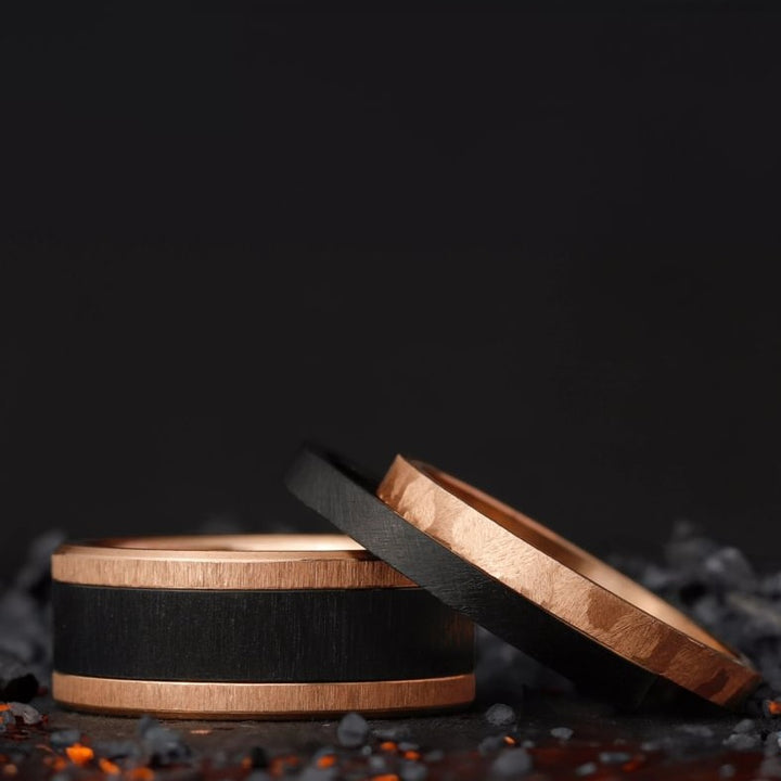 bague mood interchangeable en acier noir et rose magma 3