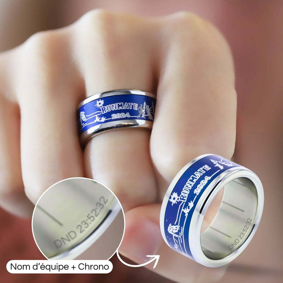 bague runmate interchangeable mood avec nom equipe et chrono course 2024