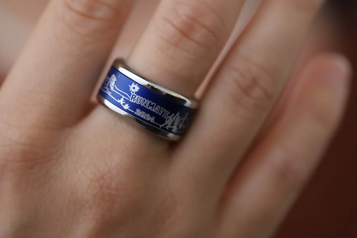 bague runmate mood avec anneau central interchangeable nom equipe et chrono course 3