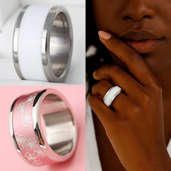 Base en acier inoxydable arrondie et polie pour bague mood interchangeable