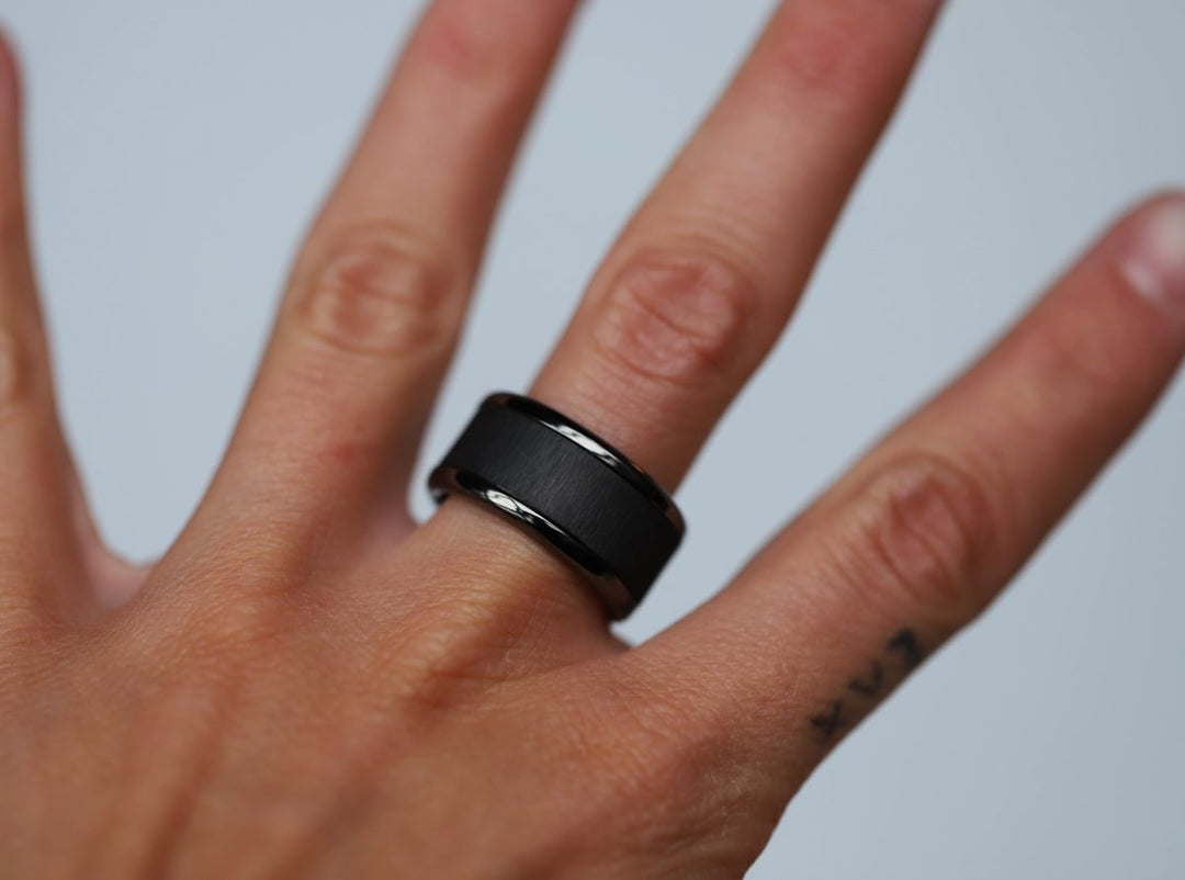 Base small arrondie polie "Anthracite" en acier inoxydable pour bague mood interchangeable