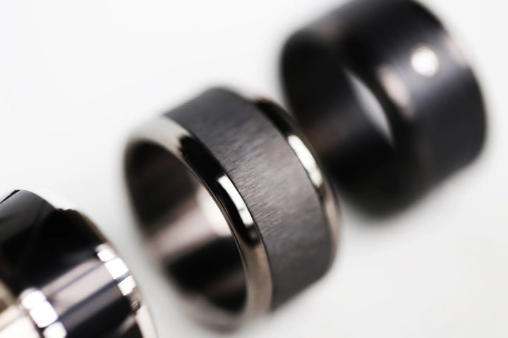 Base small arrondie polie "Anthracite" en acier inoxydable pour bague mood interchangeable