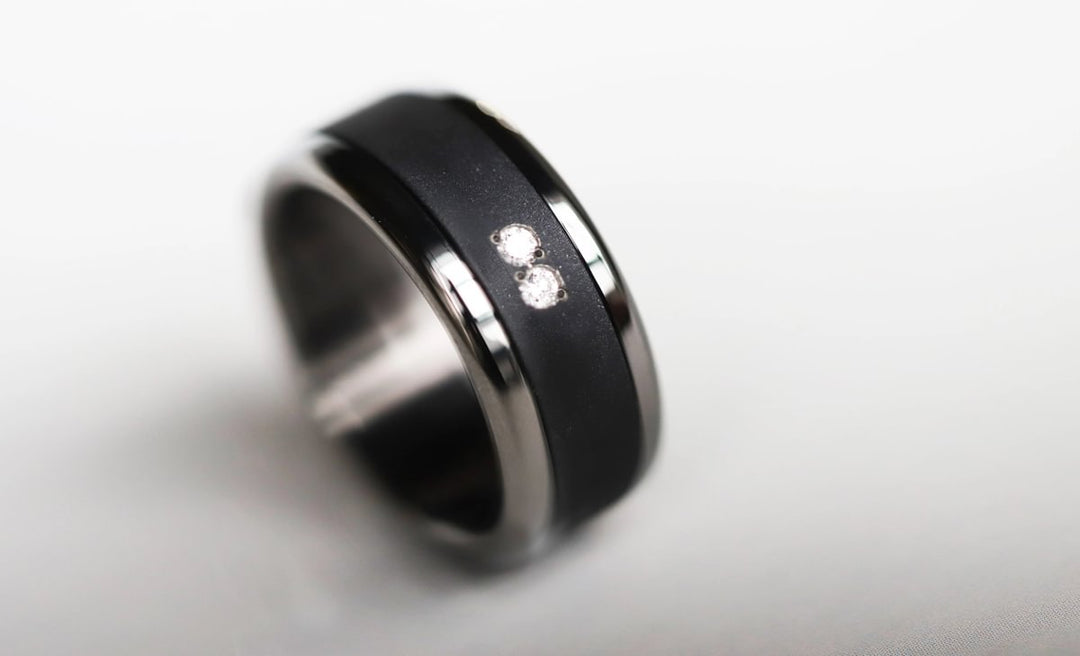 Base extra small arrondie polie "Anthracite" en acier inoxydable pour bague mood interchangeable