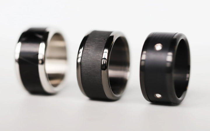 Base small arrondie polie "Anthracite" en acier inoxydable pour bague mood interchangeable