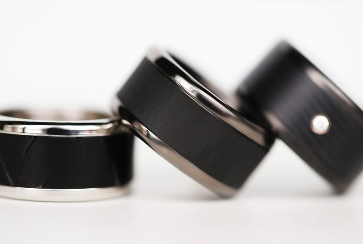 Base small arrondie polie "Anthracite" en acier inoxydable pour bague mood interchangeable