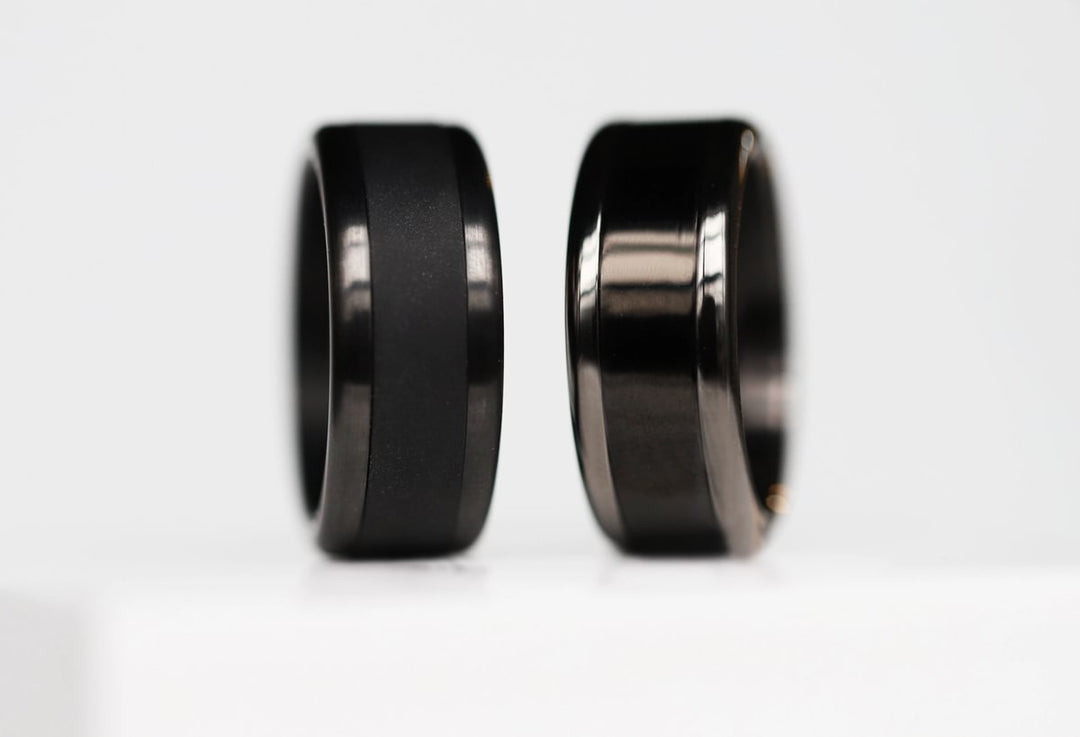 Base extra small arrondie polie "Anthracite" en acier inoxydable pour bague mood interchangeable