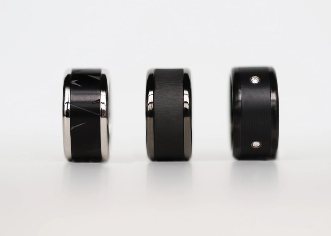 Base small arrondie polie "Anthracite" en acier inoxydable pour bague mood interchangeable