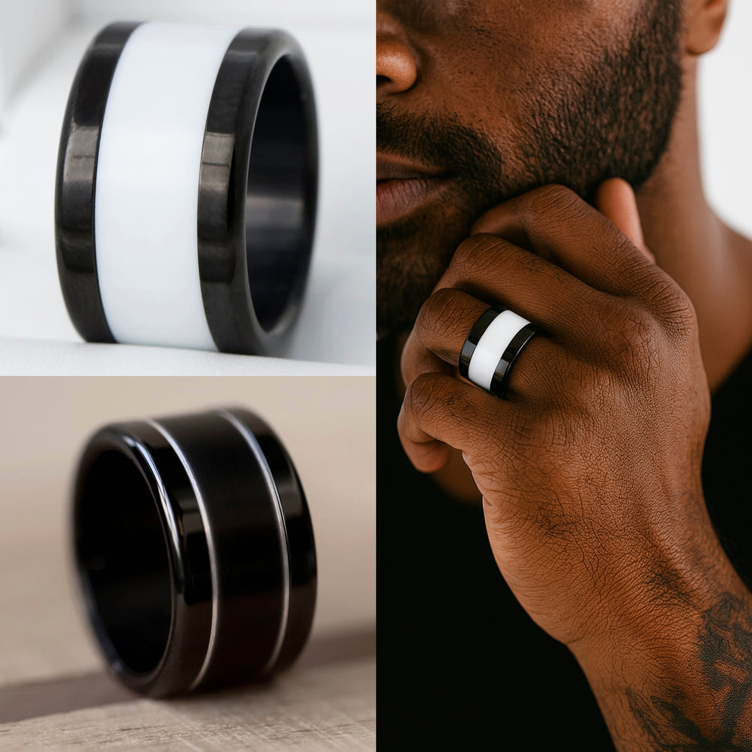 ⚫️ LARGE BLACK ABGERUNDETE POLIERTE FASSUNG aus rostfreiem Edelstahl (13MM)