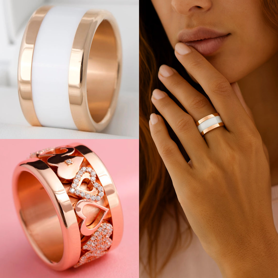 NEW GOLD : Base large rose gold arrondie polie (13MM)