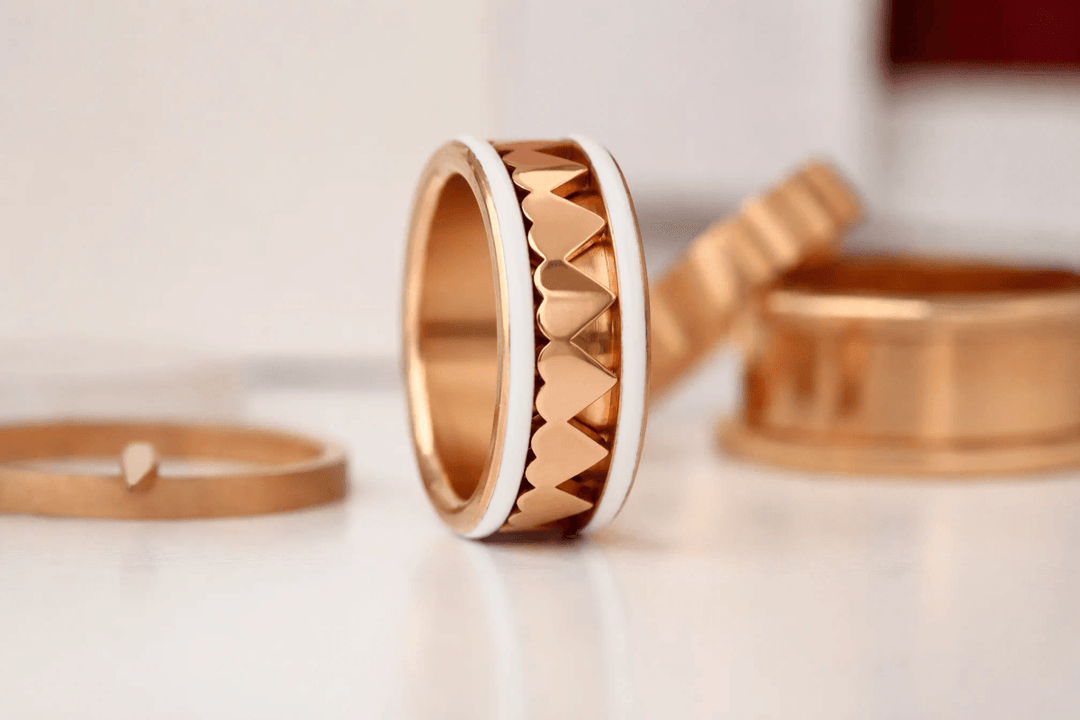 🤍 White Mirage 🤍 Base white gold — émail blanc, bords rose gold
