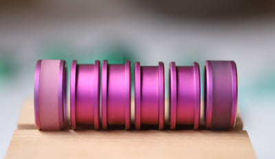 Ring-Set Herbst mit violetter/rubinroter Fassung - Auswechselbarer mood Ring