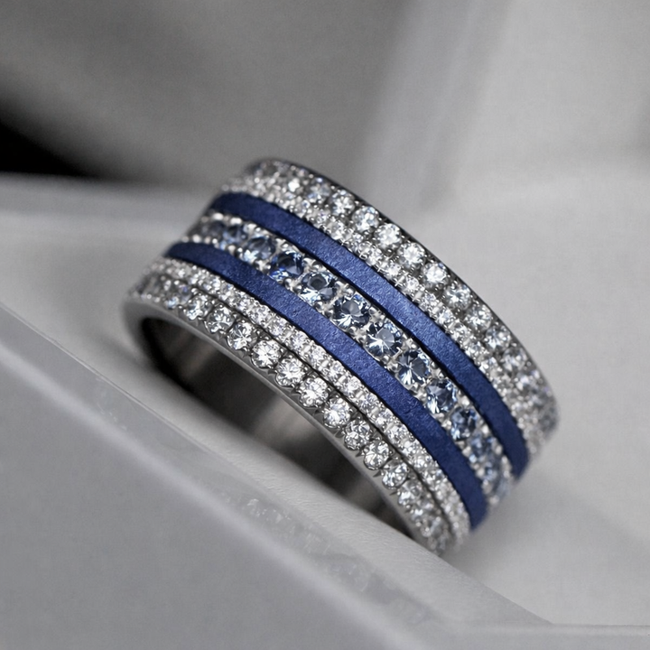 Inner ring (2 mini addons) in wrinkled mineral blue steel, for interchangeable mood ring