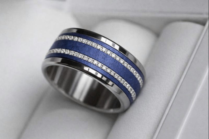 Inner ring (2 mini addons) in wrinkled mineral blue steel, for interchangeable mood ring