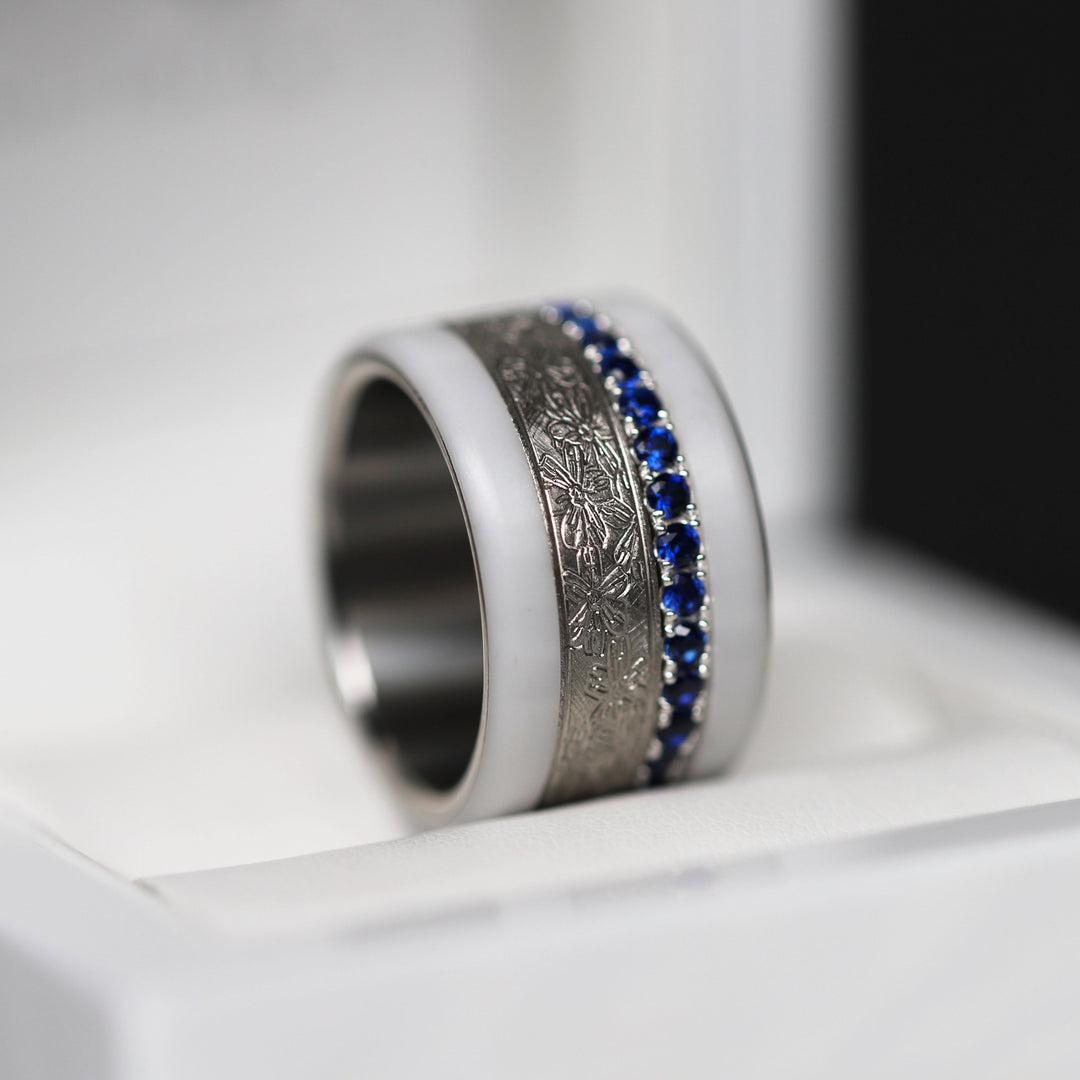 💍 Anneau (addon medium) "Aura Royal" en argent 925 serti de zircons bleus intense
