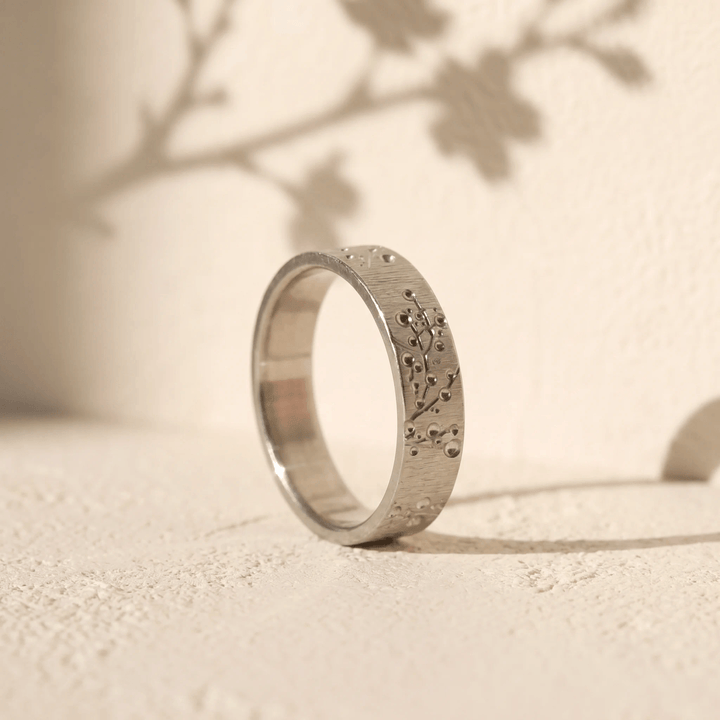 Innenring (2/3 Addon) „Blossom“ aus geknittertem Edelstahl für auswechselbaren mood Ring