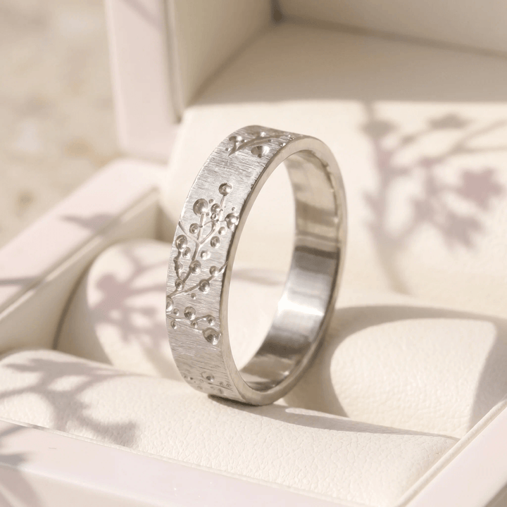 Innenring (2/3 Addon) „Blossom“ aus geknittertem Edelstahl für auswechselbaren mood Ring