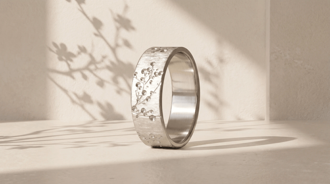 Innenring (Addon) „Blossom“ aus geknittertem Edelstahl für auswechselbaren mood Ring