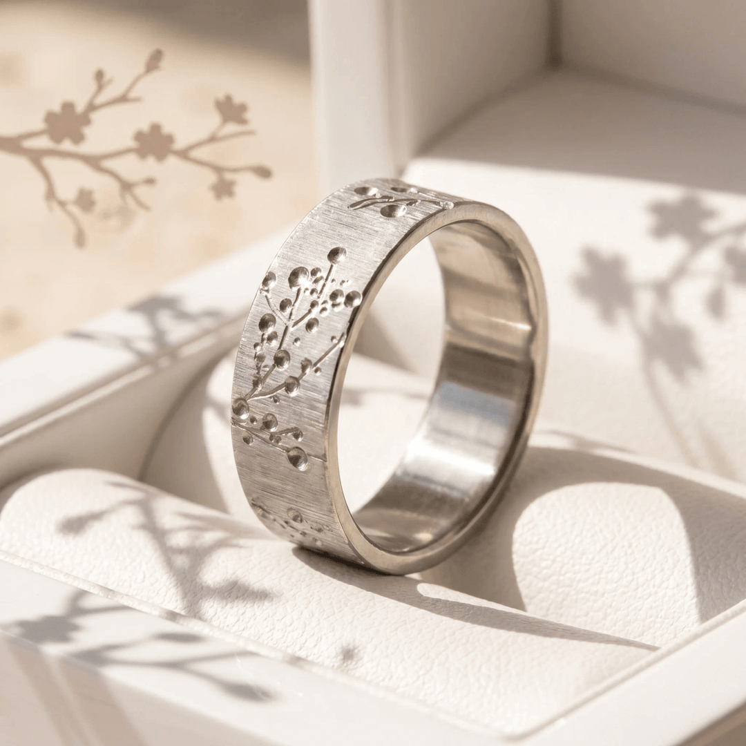 Innenring (Addon) „Blossom“ aus geknittertem Edelstahl für auswechselbaren mood Ring
