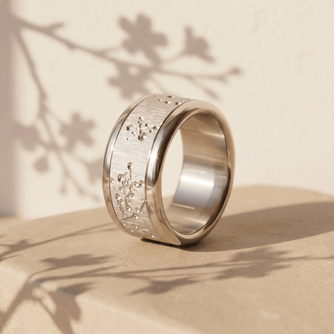 Innenring (Addon) „Blossom“ aus geknittertem Edelstahl für auswechselbaren mood Ring