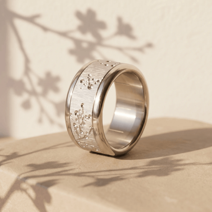 Innenring (Addon) „Blossom“ aus geknittertem Edelstahl für auswechselbaren mood Ring