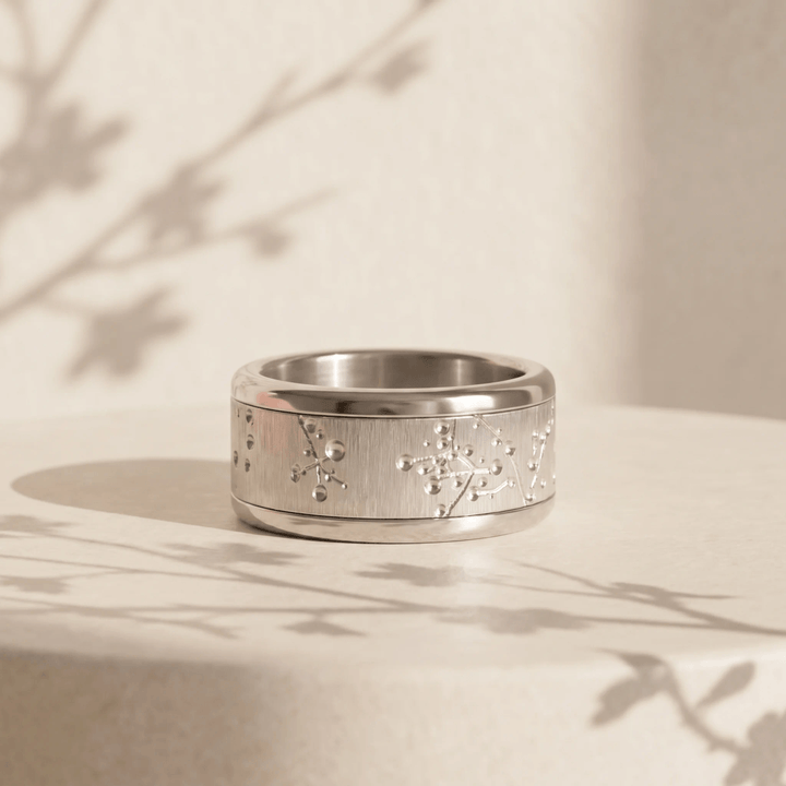 Innenring (Addon) „Blossom“ aus geknittertem Edelstahl für auswechselbaren mood Ring
