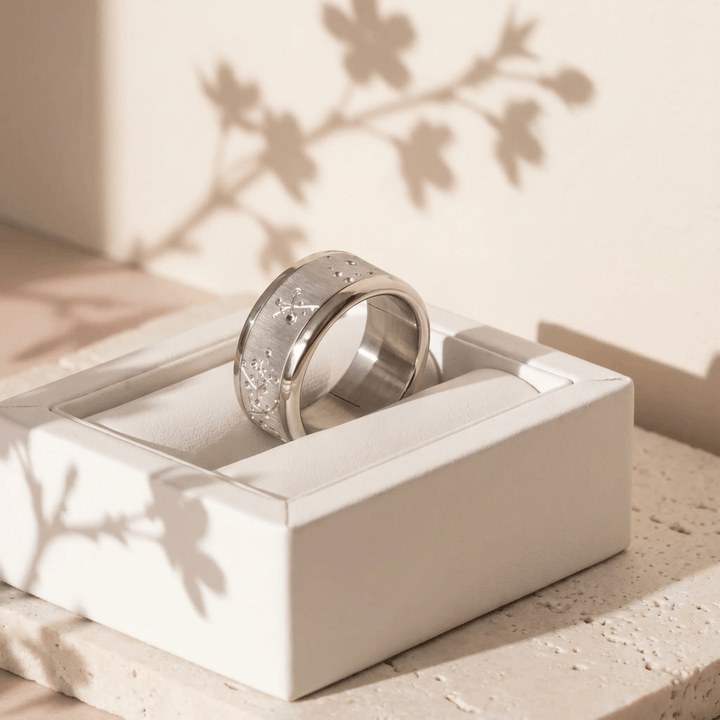 Innenring (Addon) „Blossom“ aus geknittertem Edelstahl für auswechselbaren mood Ring