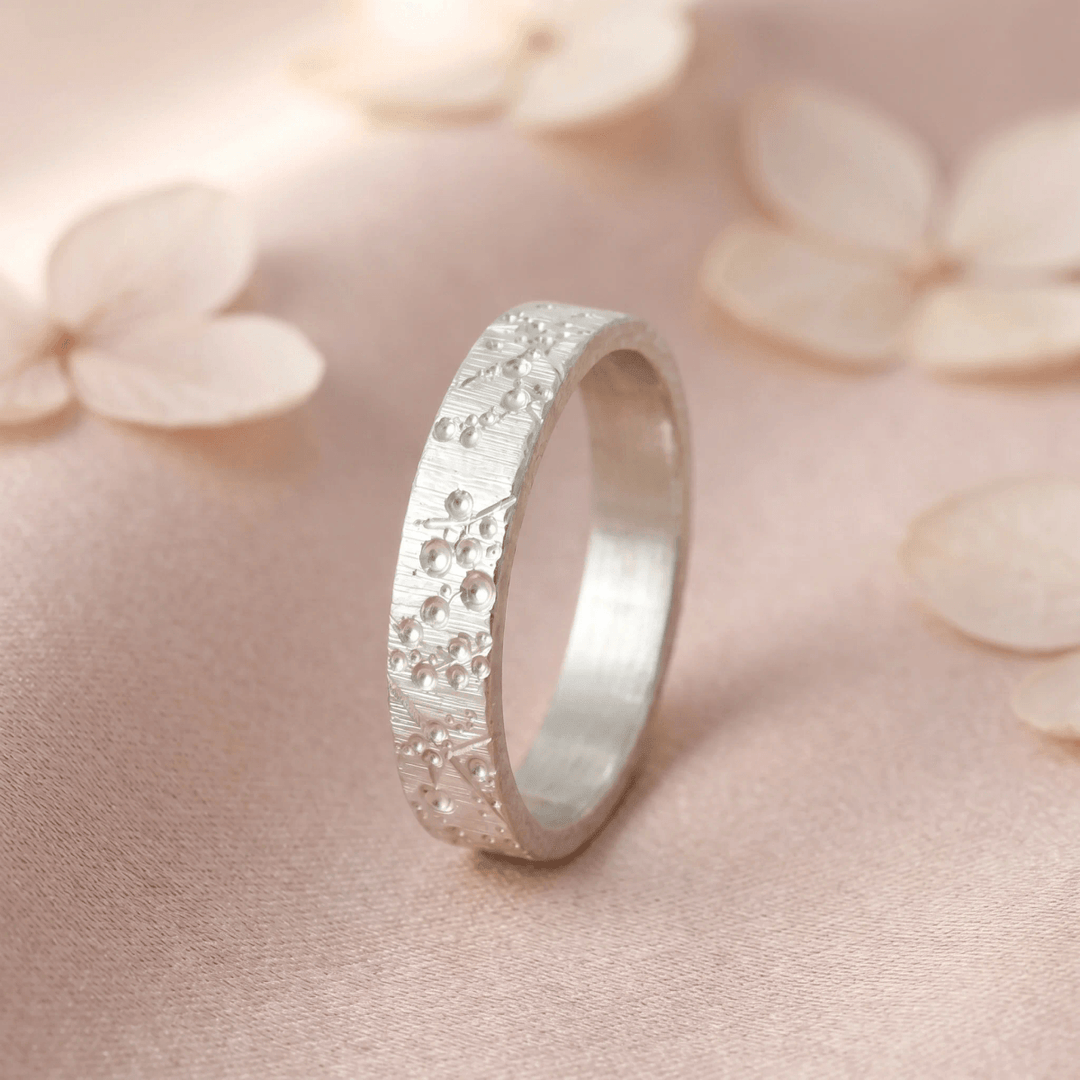 Anneau (deux tiers) "Blossom " en argent froissé pour bague mood interchangeable