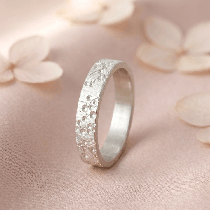 Anneau (deux tiers) "Blossom " en argent froissé pour bague mood interchangeable