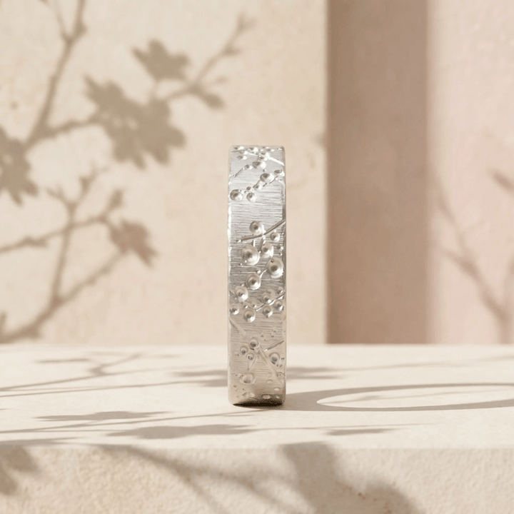 Anneau (deux tiers) "Blossom " en argent froissé pour bague mood interchangeable