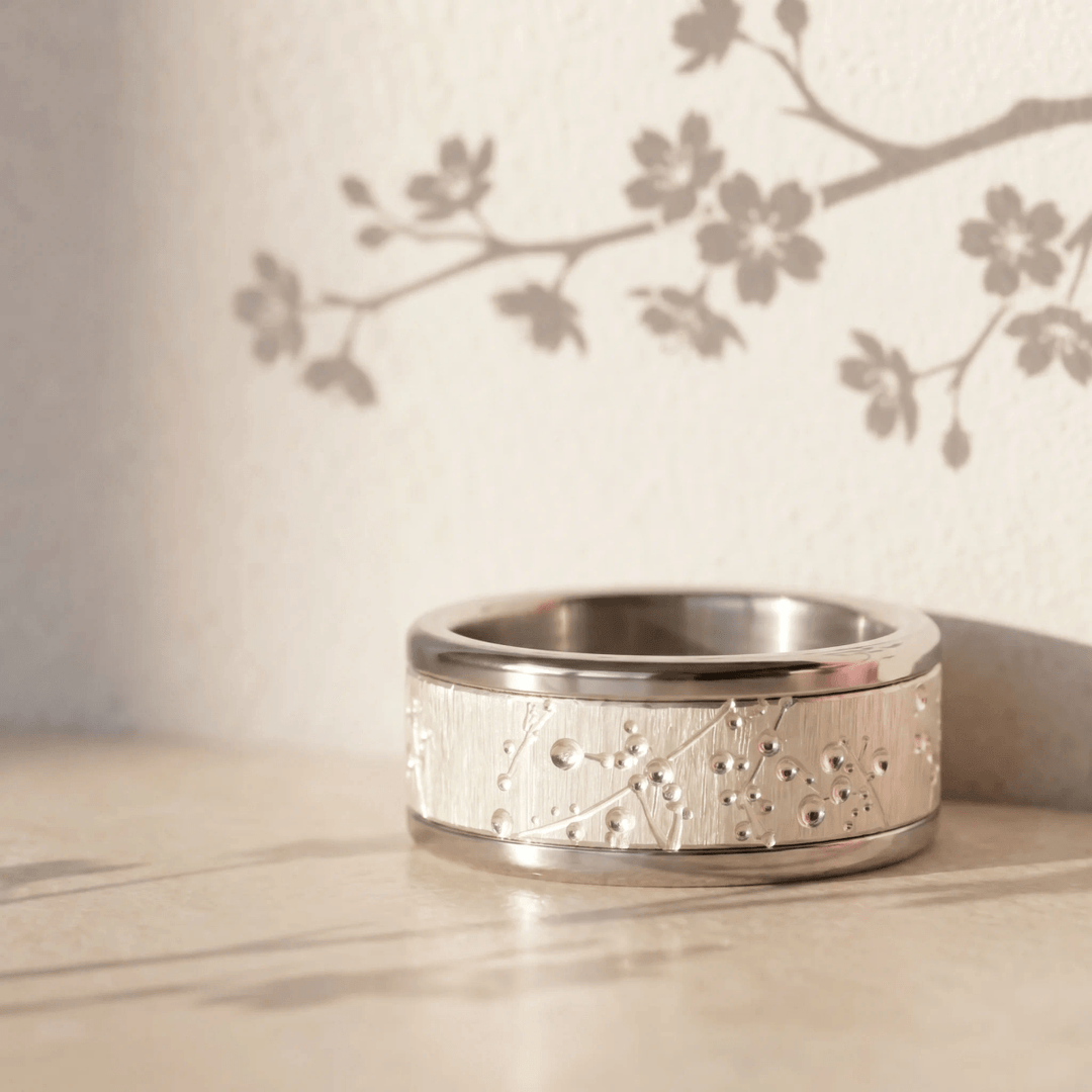 Anneau (deux tiers) "Blossom " en argent froissé pour bague mood interchangeable