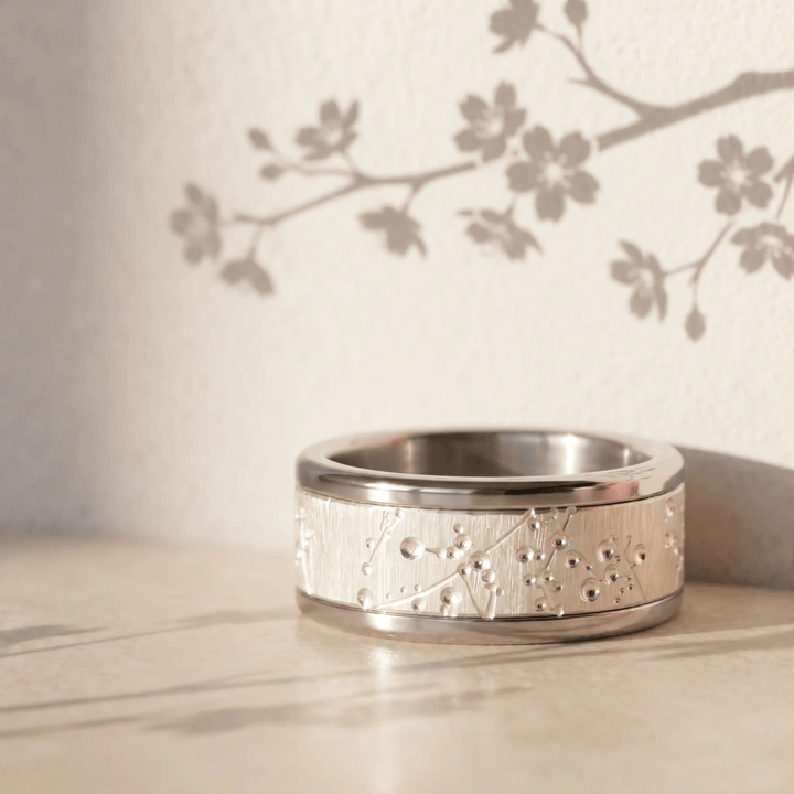 Anneau (deux tiers) "Blossom " en argent froissé pour bague mood interchangeable