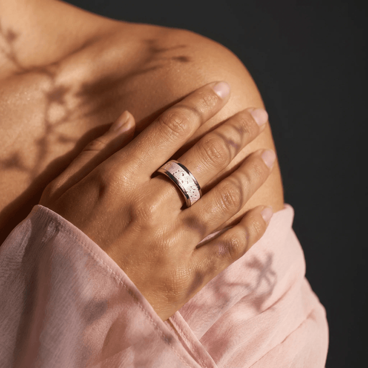 Anneau (deux tiers) "Blossom " en argent froissé pour bague mood interchangeable