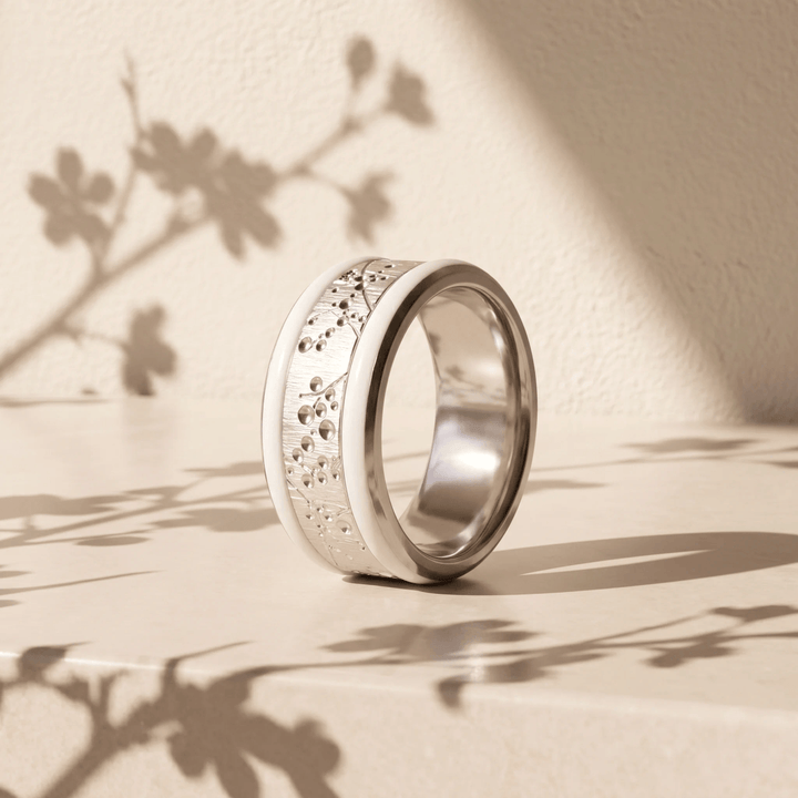 Anneau (deux tiers) "Blossom " en argent froissé pour bague mood interchangeable