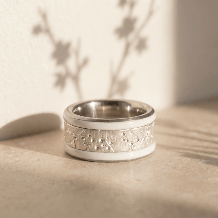 Anneau (deux tiers) "Blossom " en argent froissé pour bague mood interchangeable