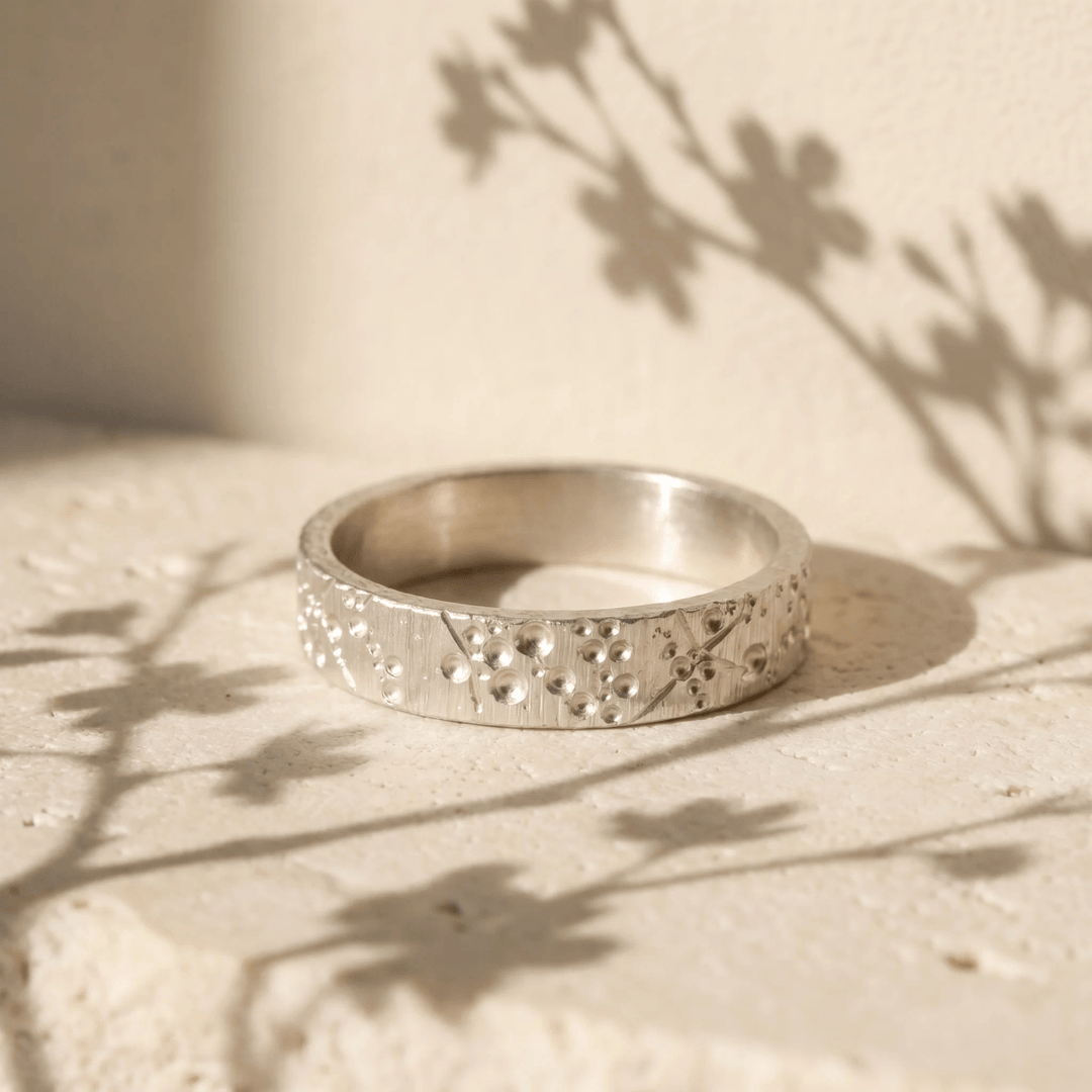 Anneau (deux tiers) "Blossom " en argent froissé pour bague mood interchangeable