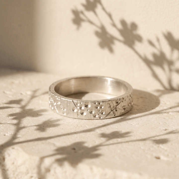Anneau (deux tiers) "Blossom " en argent froissé pour bague mood interchangeable