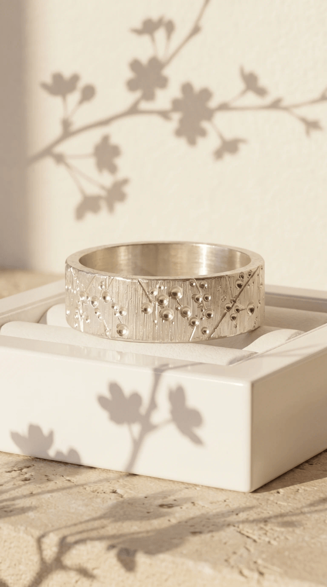 Anneau (addon) "Blossom " en argent froissé pour bague mood interchangeable