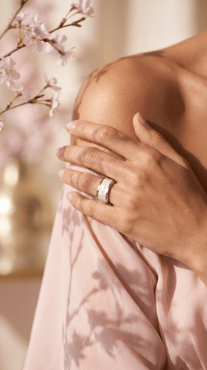 Anneau (addon) "Blossom " en argent froissé pour bague mood interchangeable