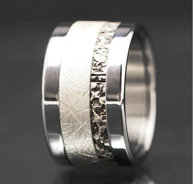 Anneau (deux tiers) en argent 925 « Brossé » pour bague mood interchangeable