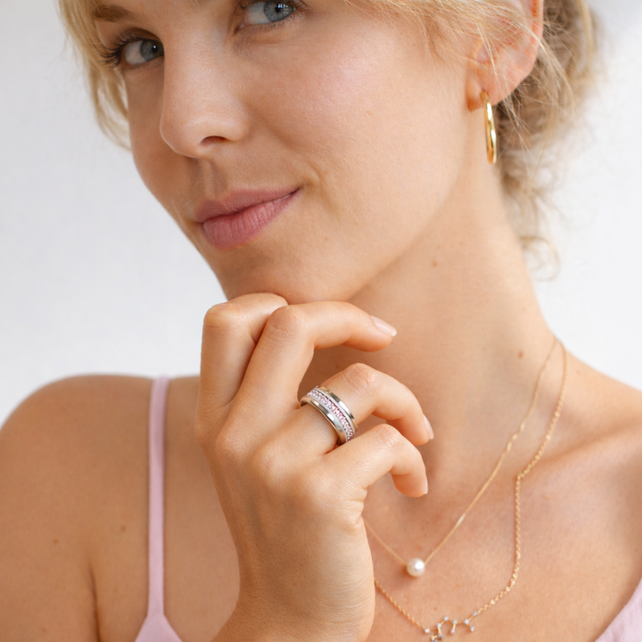 Bague "Rosée de Printemps" – Argent 925 & Zircons Interchangeable