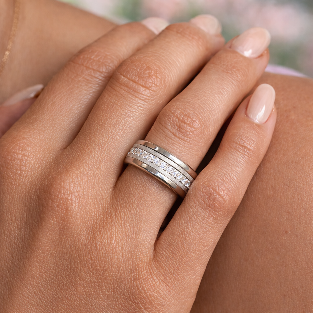 Bague "Rosée de Printemps" – Argent 925 & Zircons Interchangeable