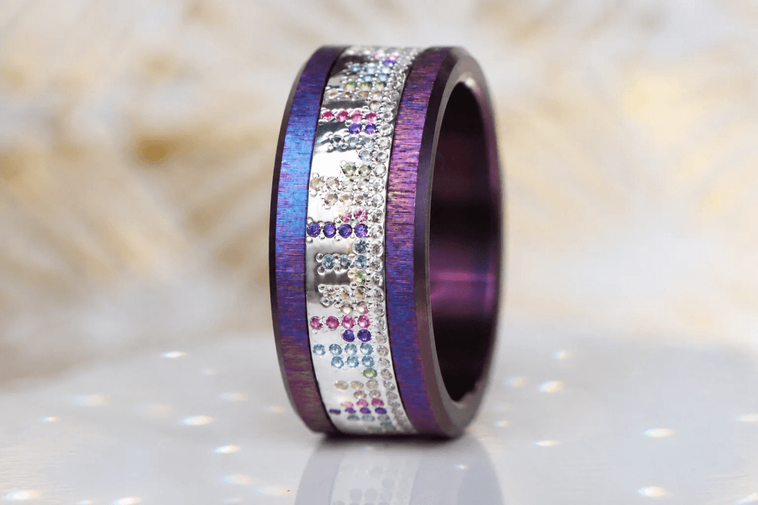 Anneau deux-tiers « Cadence » en argent 925 serti de zircons pastel pour bague mood interchangeable