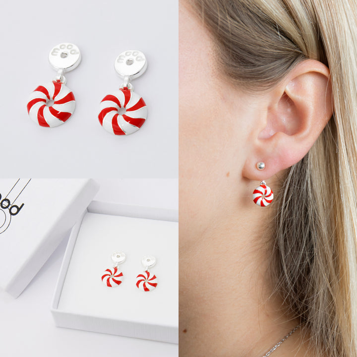 "Drop Candy" mood en argent 925 serti de zircons rouges et blancs (Bijou d'oreille)