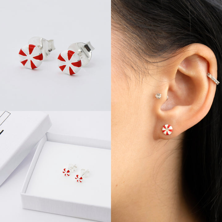 "Clip Candy" mood en argent 925 serti de zircons rouges et blancs (Bijou d'oreille)