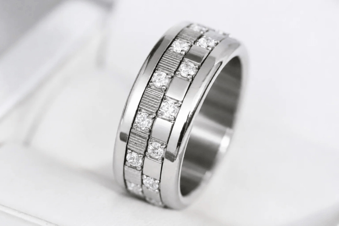 Medium argent serti Écorce – Carré d'argent