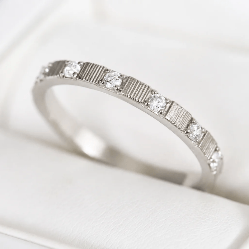 Medium argent serti Écorce – Carré d'argent