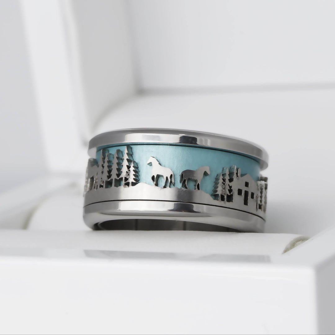 Anneau (addon) en acier découpé, Motifs suisses, Cheval