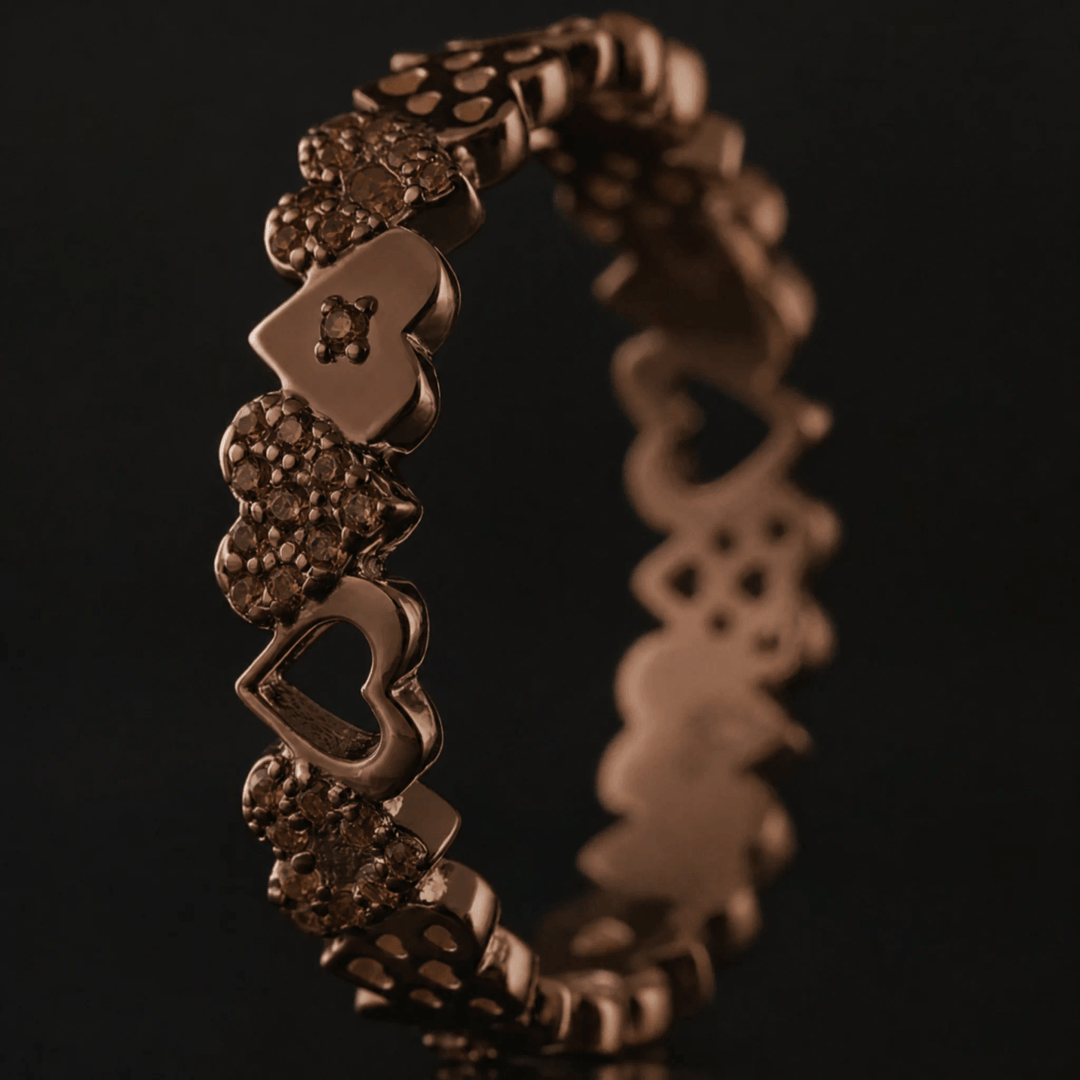 Anneau (deux tiers) "🥥Coco - First Love" en argent et zircons (blanc / brun) pour bague mood interchangeable