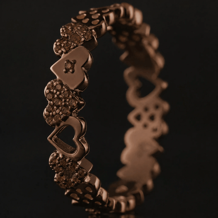 Anneau (deux tiers) "🥥Coco - First Love" en argent et zircons (blanc / brun) pour bague mood interchangeable